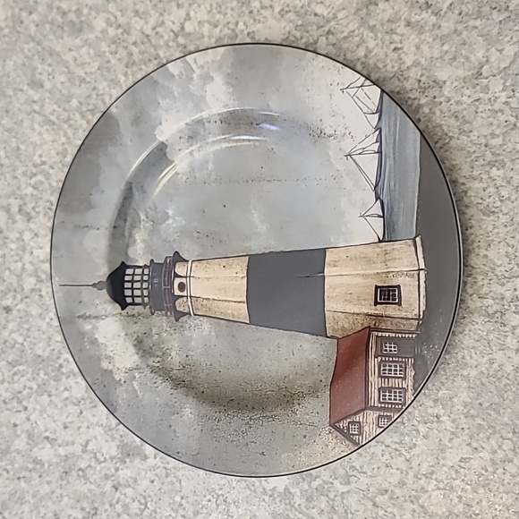 ONEIDA Lighthouse Themed Ceramic Plate Set The Art of Dining by the Sea - Picture 4 of 6